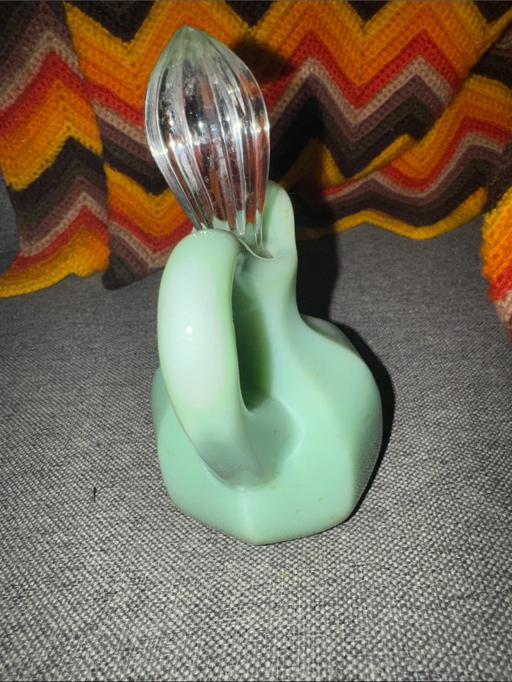 VINTAGE Jadeite Green Glass Octagonal Cruet/ Oil Bottle w/Original Clear stopper